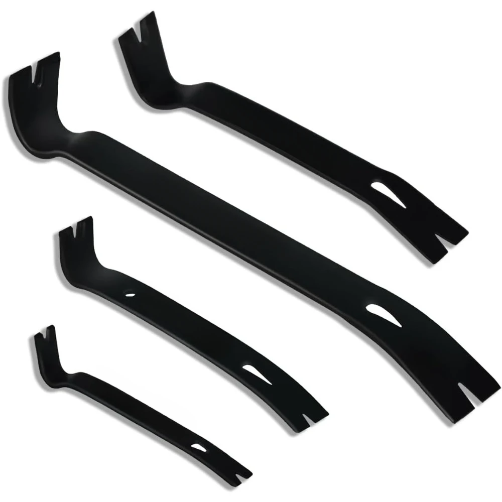 4 pack flat pry bar set mini nail puller pry bar, practical heavy claw bar, high carbon steel crowbar woodworking tools