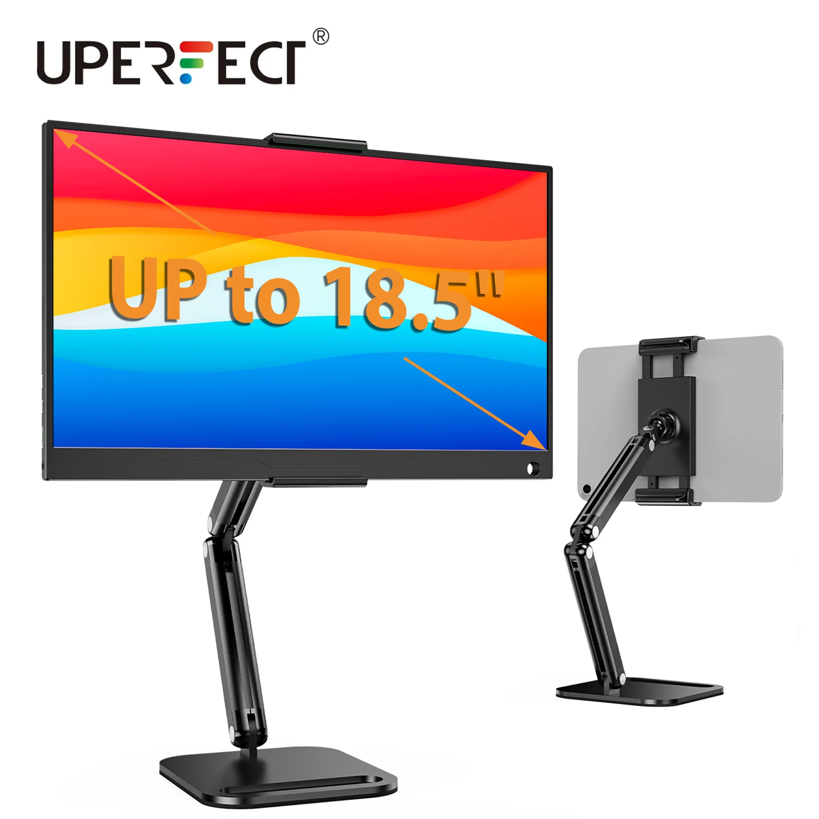 UPERFECT Tablet Stand Holder for Portable Monitor Desk Bracket Adjustable Height Heavy Base Tablet Mount up to 18.5" Screen