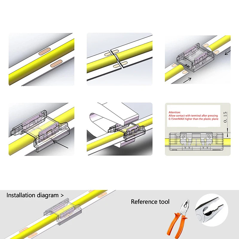 SMD/COB Welding-Free Transparent Led Connectors 5MM 8MM 10MM 2PIN For WS2811 WS2812B WS2815 5050 RGBW RGBCCT Led Light Strip