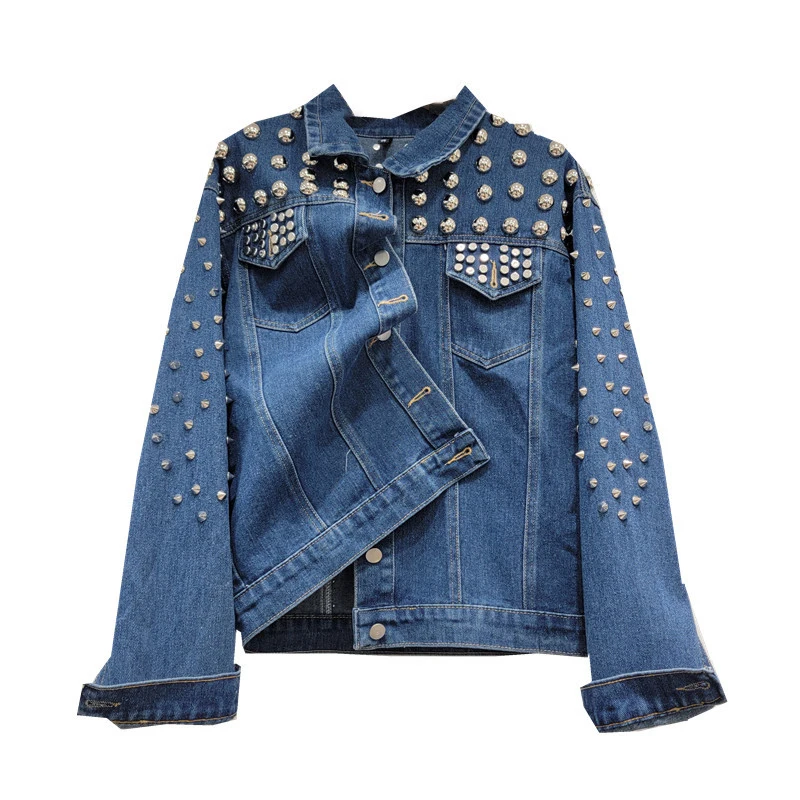 WTHT موضة المرأة تقسم برشام الشرير نمط الدنيم سترة 2025 الخريف العصرية التلبيب معطف طويل الأكمام الإناث 1LS2230