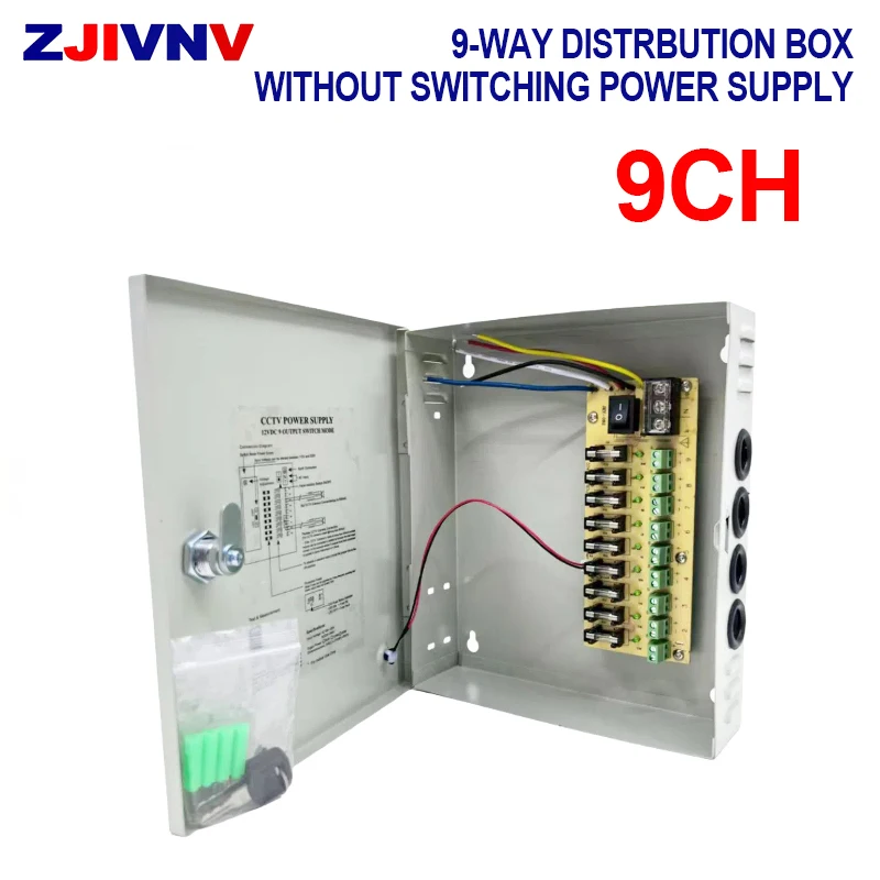 9-Channel Distribution Box Universal 5V/12V/24V CCTV Power Box Without Switching Power Supply for CCTV Video Surveillance