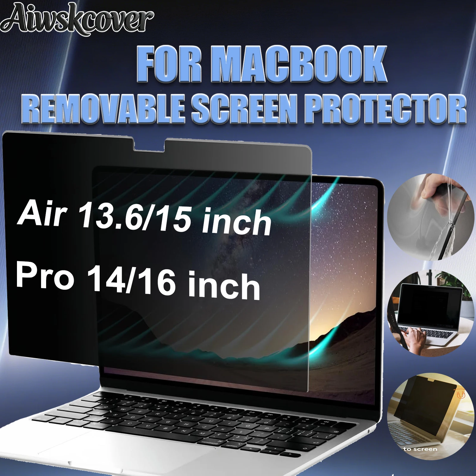 Zdejmowana magnetyczna osłona prywatności do MacBooka Air 13,6/15 cali 2022-2026 (M5 M4 M3 M2), matowa osłona prywatności do Pro 14/16 cali