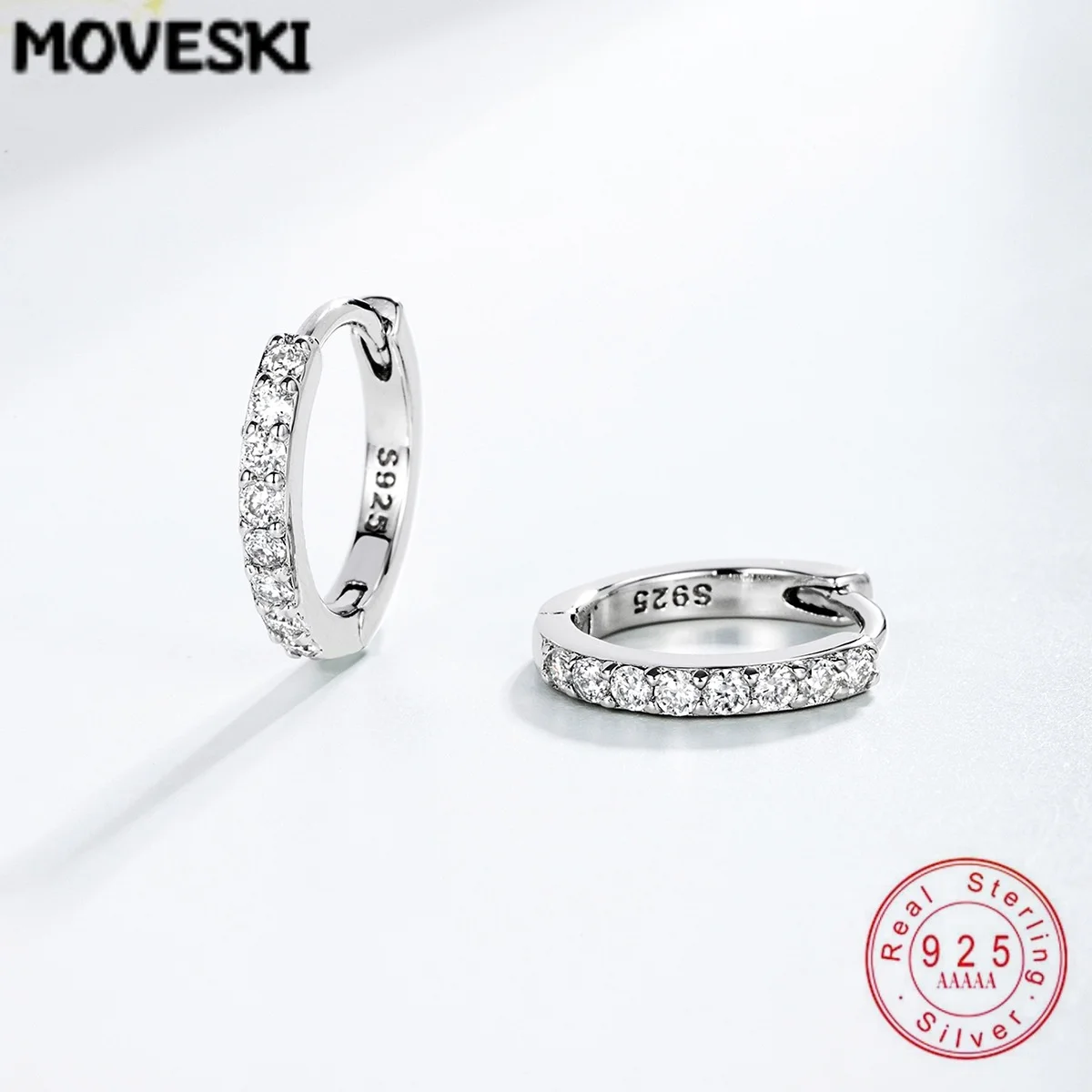 925 Sterling Silver Moissanite Huggie Hoop Earrings D Color VVS1 Circle Click‑Lock Hoop Earrings for Women Jewelry Gift