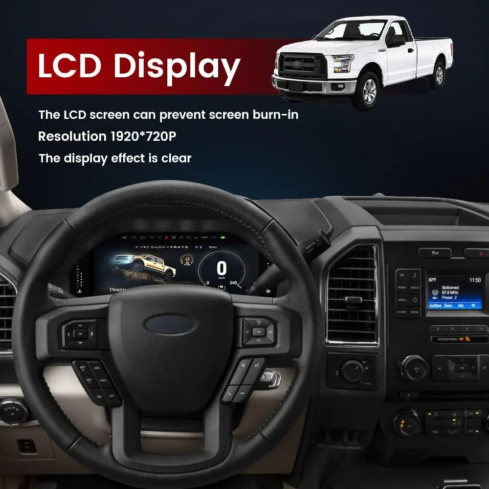 12.3 Inch QLED Screen Car LCD Digital Cluster Virtual CockPit Dash For Ford F150 F250 2015-2020 LCD Gauges Speedometer Dashboard