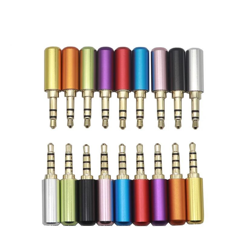 【5-1PCS】Audio Jack 3.5mm 4 Pole Earphone Connector 3.5mm Headphone Plug Microphone Connectors Soldering Speaker Wire Multi Color