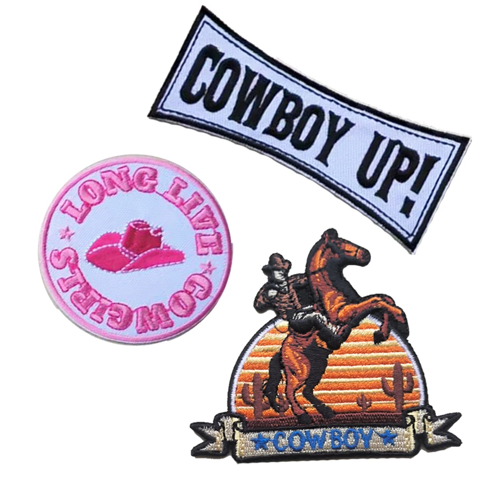 Western Cowboy And Cowgirl Emblem Clothing Accessories Badge Sticker Embroidered Embroidery Sticker Iron-on Patches