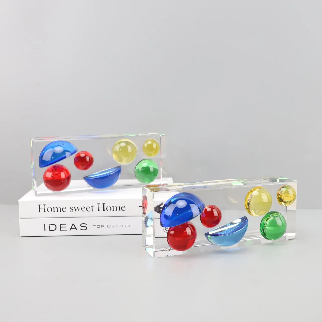 

Glass Craft Transparent Geometric Color Sphere Half Round Crystal Ball Colored Crystal Ornament Home Decoration Accessories