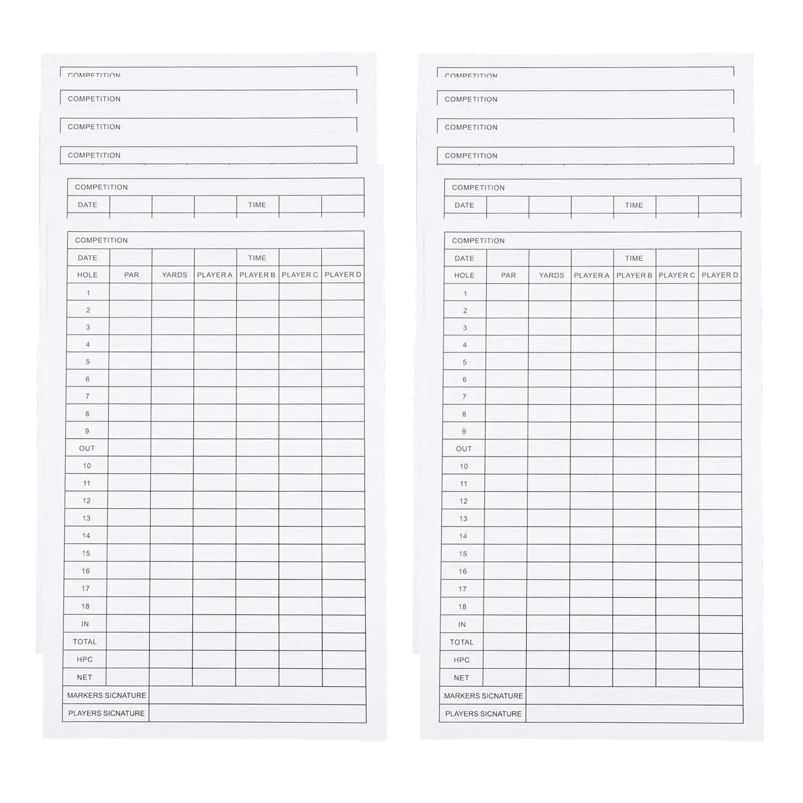12PCS Golf Competition Supplies Competition Supplies Foldable Lightweight Tool Card Paper Small Size
