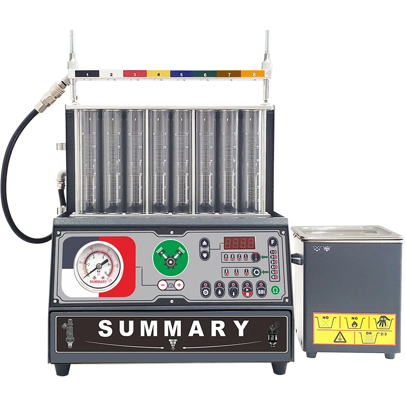 Summary 8 cylinders GDI Ultrasonic Fuel Injector Tester Cleaning Cleaner Machine