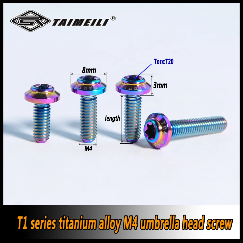 TAIMEILI 1 Stück Schraube mit Schirmkopf aus Titanlegierung, T1-Serie, M4x10/12/16/20/25 mm, Schraube für Fahrradmodifikationen – Detail 2