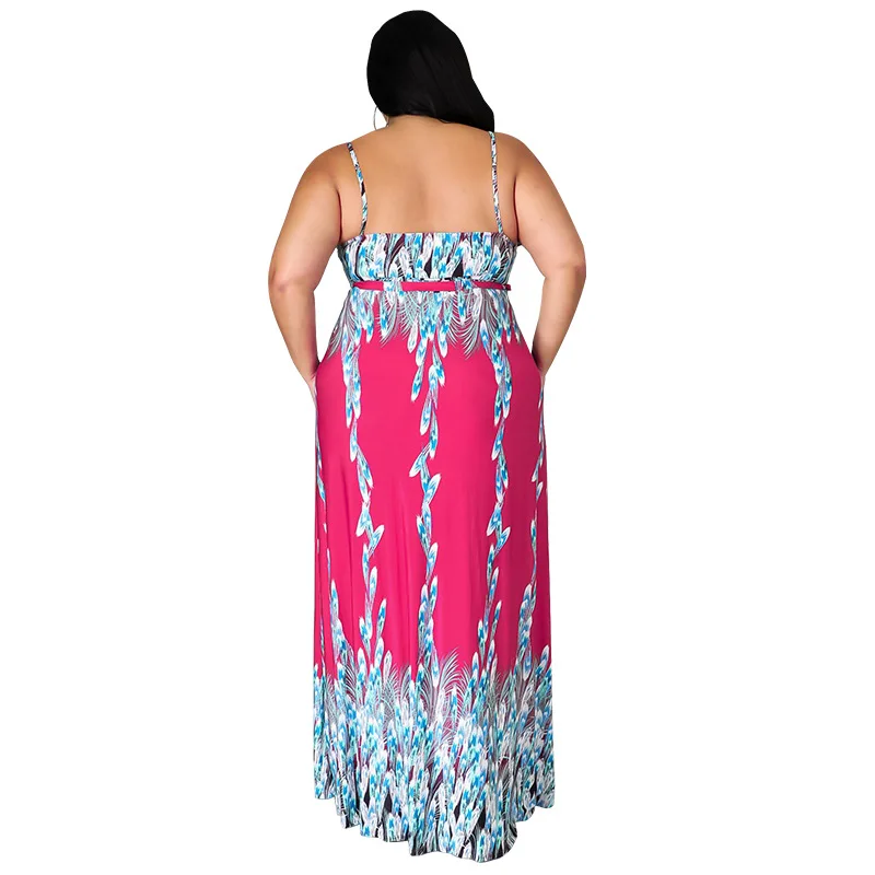 SOMO 2022 Fashion Bohemia Printed Party Dress Plus Size donna Maxi abiti lunghi Causal Halter Clothes Dropshipping all'ingrosso