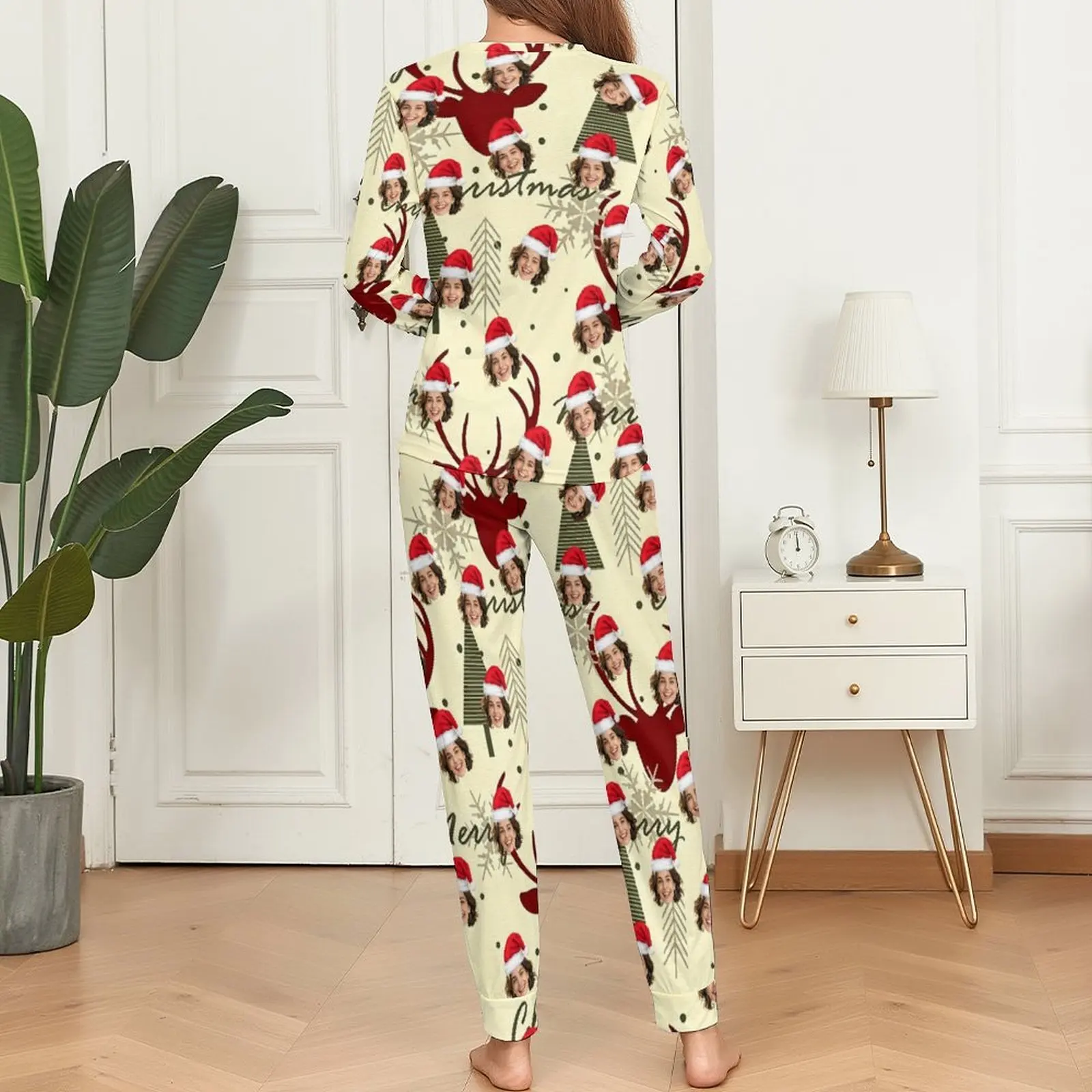 Customized Christmas Women's Pajamas Set Personalized Face Avatar Comfortable Sleepwear Valentine's Day Gift Idea view 4