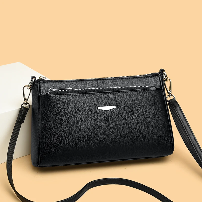 

Trendy Women Leather Shoulder Bags Slim Minimalist Crossbody Purse with Secure Zipper Closure Elegant & Practical Office Handbag