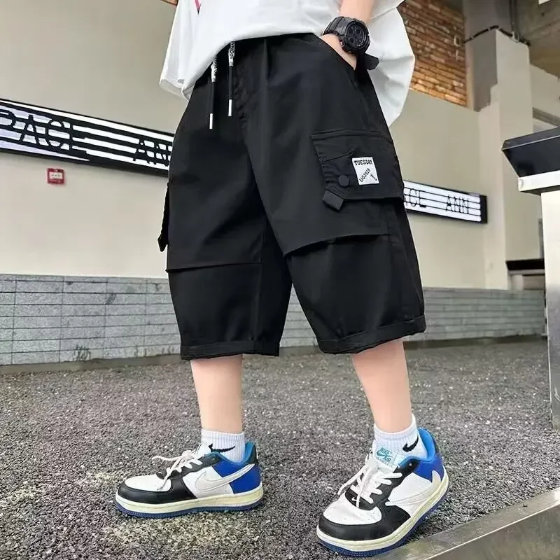 

New Children's Summer Clothes Loose Five Quarter Pants Mid Pants Trendy Middle School Boys' Child Labor Shorts Summer Thin Pants