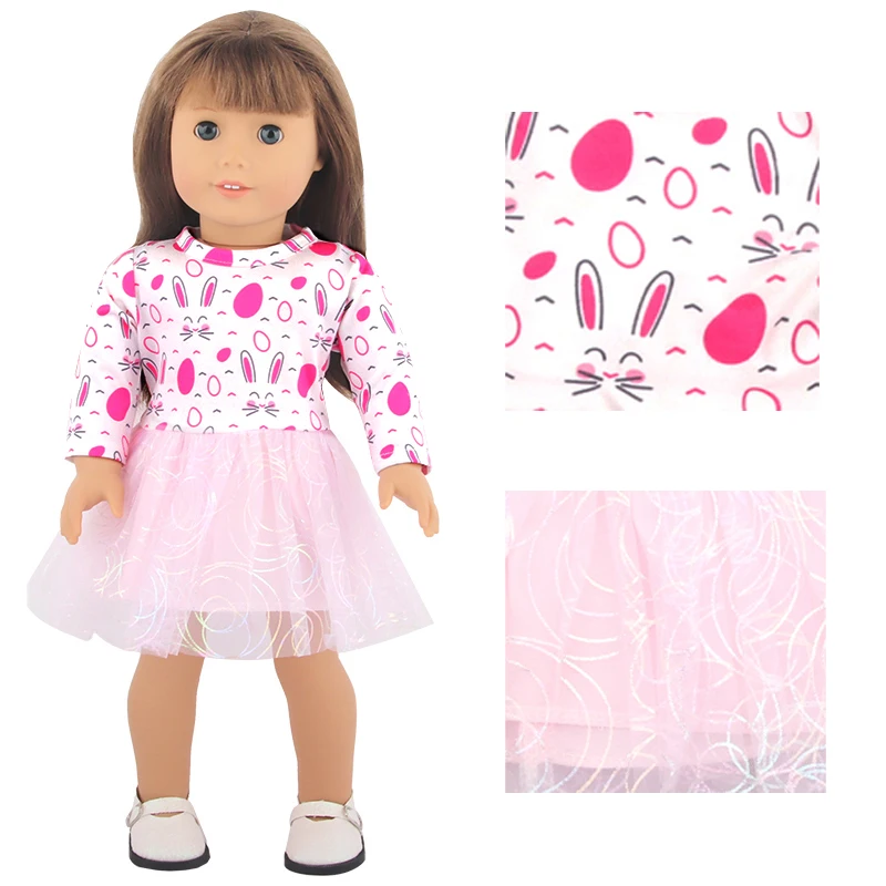 Doll Baby Clothes Hearts Kitten Dress Fit 18 Inch American&43 CM Reborn New Born Baby Doll OG Girl Doll Russia DIY Gift`s Toy