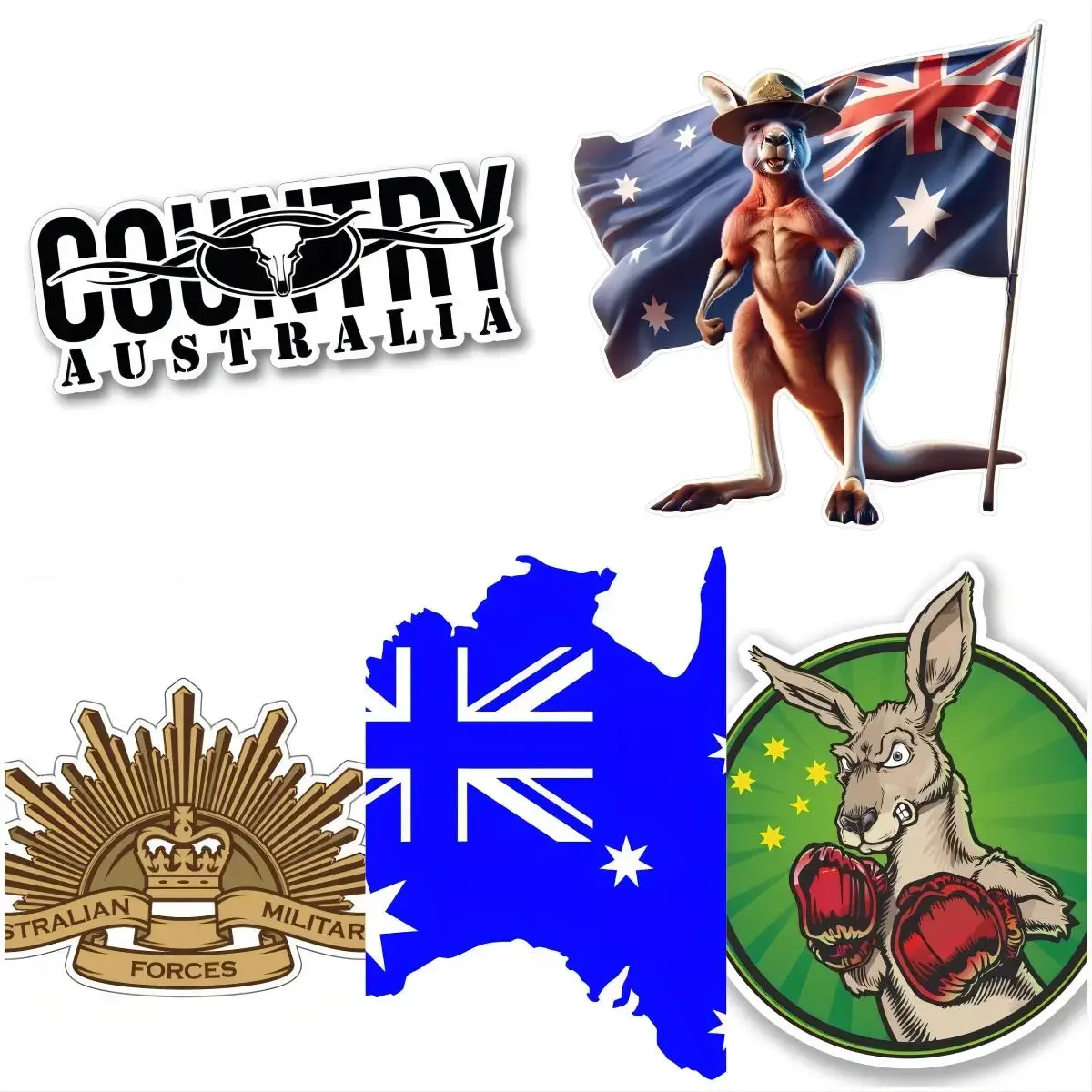 

Kangaroo with Flag and Aussie Army Slouch Hat Sticker Australia Decal Window Trunk Exterior Stickers Supplies Waterproof Camper