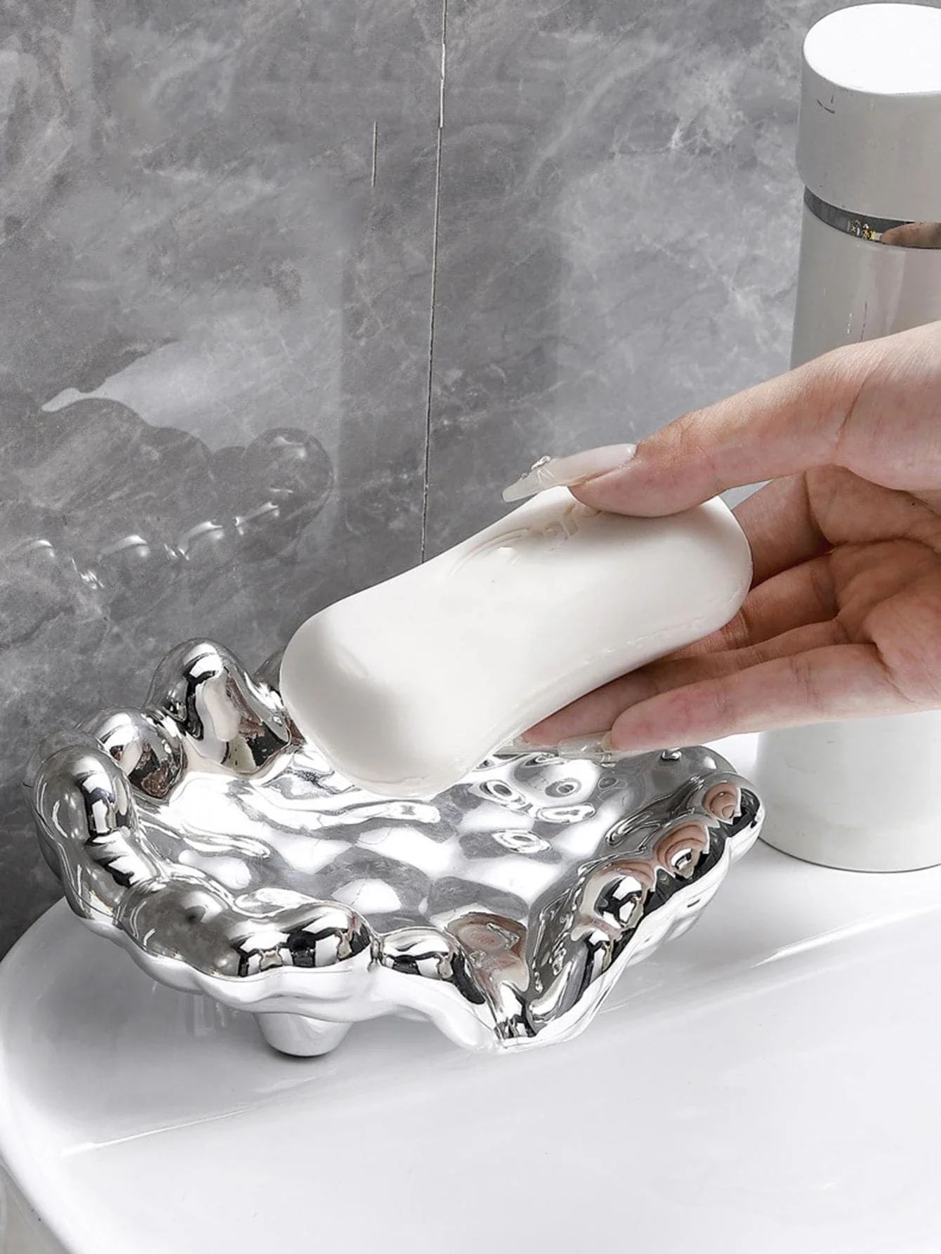 1 buah piring Sabun desain awan bebas lubang