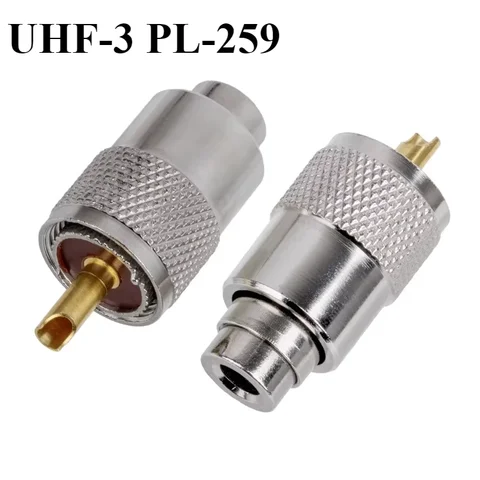 PL-259 커넥터, LMR-400 RG-8 동축 케이블용, 낮은 손실, PL 259 UHF 수 납땜 커넥터 플러그, 50 ohm