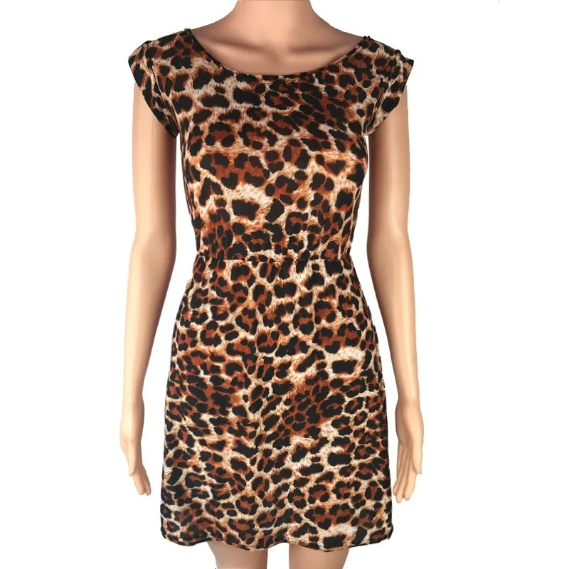 Summer Womens Leopard Printed Dress 2025 Sleeveless Casual Boho Dress Wrap Mini Sexy Ladies Party Mini Dresses Vestidos Платье