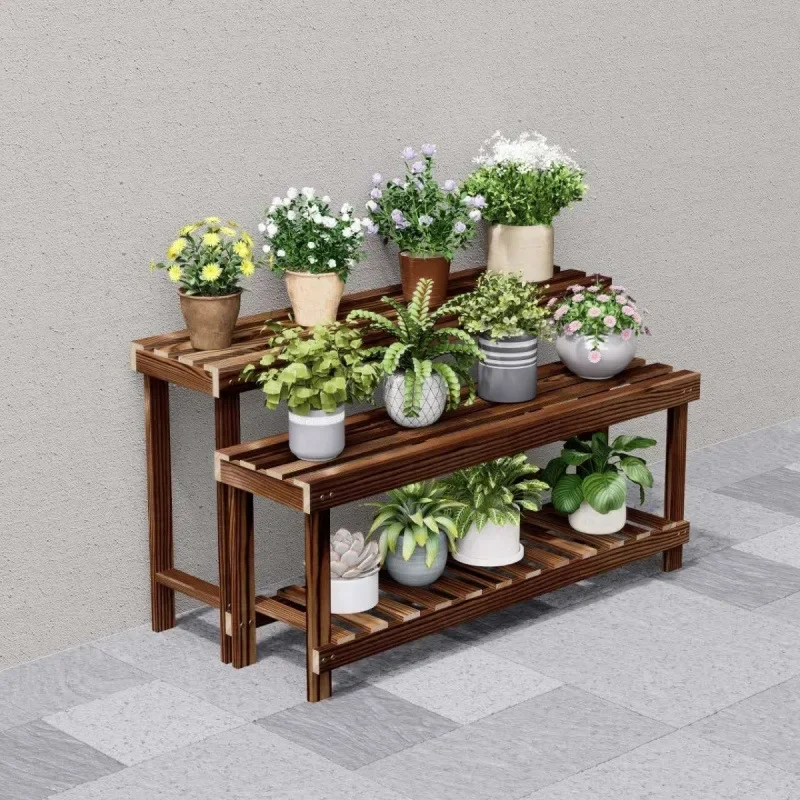 Flower Shelf Indoor And Outdoor Succulent Flower Stand Single-layer Flower Stand On Windowsill Green Dill Anti-corrosion Potted