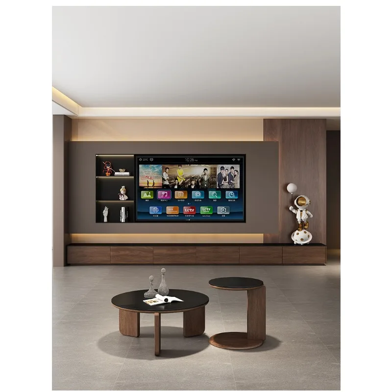 

Italian minimalist solid wood floor-to-ceiling rock slab TV cabinet coffee table combination extended lockesthetics