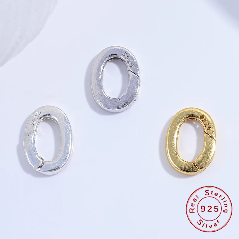 S925Sterling Silver Gold/Platinum/Silver Oval Spring Clasp for Jewelry Making Designs Accessories SK80