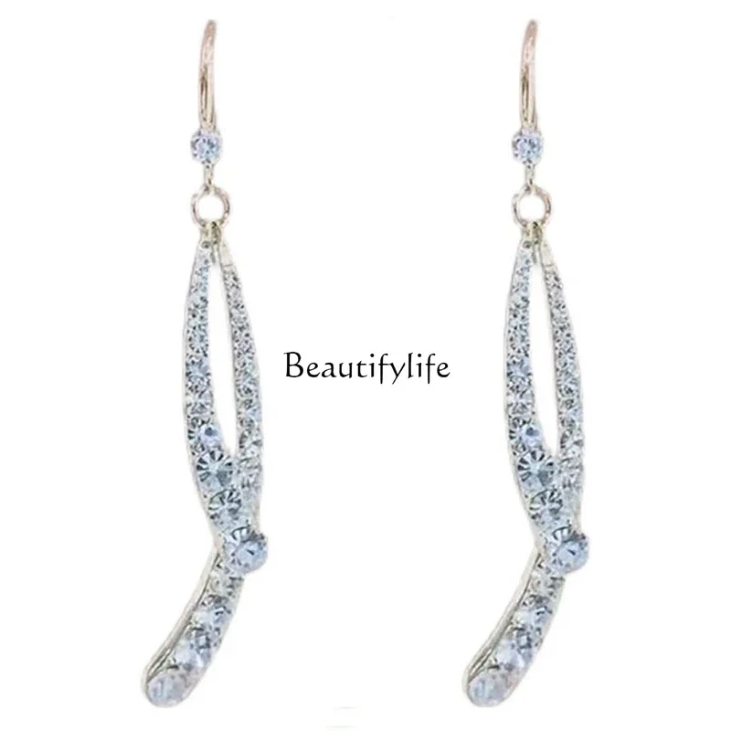 

Niche design cross fishtail earrings high-end light luxury temperament earrings