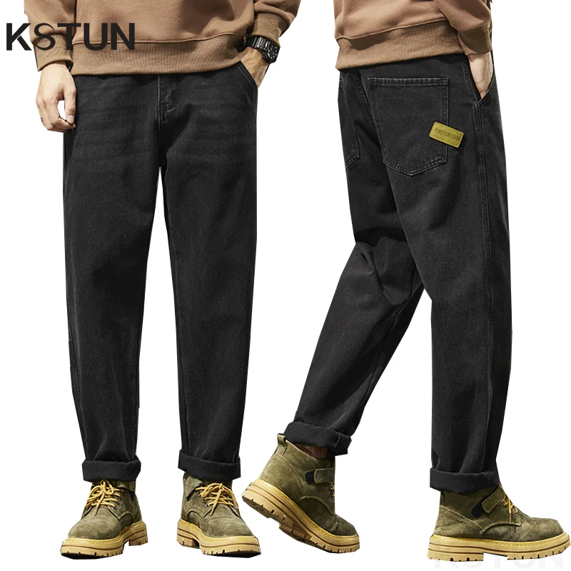 

KSTUN Black Jeans Men Harem Pants Loose Fit Denim Trousers Baggy Pants Mens Desinger Clothing Oversized 42 Cowboys 2024 New Kpop