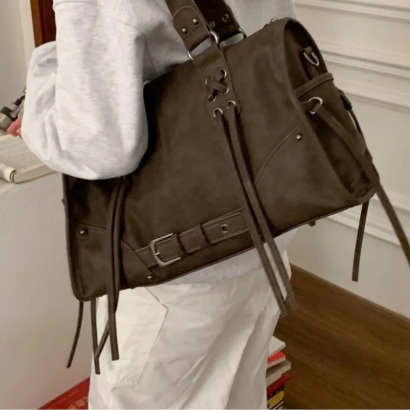 New Retro Soft Leather Women's Shoulder Bag Large Capacity PU Tote Bag Fashion Versatile Handheld Commuter Bags for Women