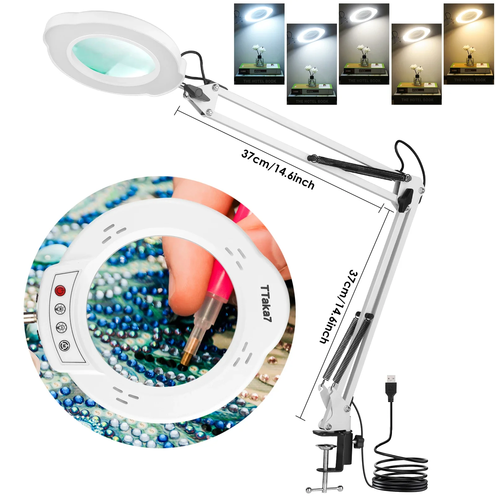 72LED 8X/10X NIEUWE Verlichte Vergrootglas USB 3 Kleuren LED Vergrootglas voor Soldeerbout Reparatie/Tafellamp/Huidverzorging Schoonheid