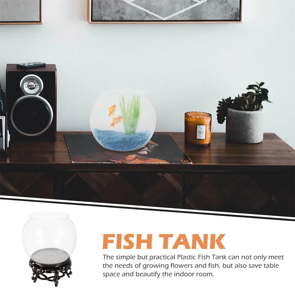 

1Set Clear Fish Bowl Desktop Aquarium Small Round Tank Plant Stand Decor for Home Office Round Fish Bowl Plant Stand