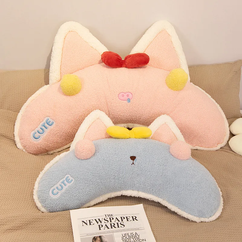 Coussin de chevet en peluche de grande taille pour filles, oreilles d'animaux en peluche créatives, joli chat de dessin animé, lapin, doux, cadeaux de Noël, 75cm