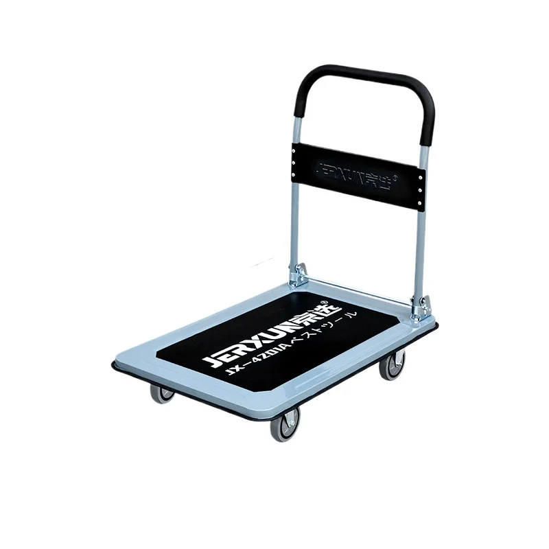 

Flat truck, trolley, folding trolley, warehouse handling and towing, express delivery, thickened steel four-wheel trolley