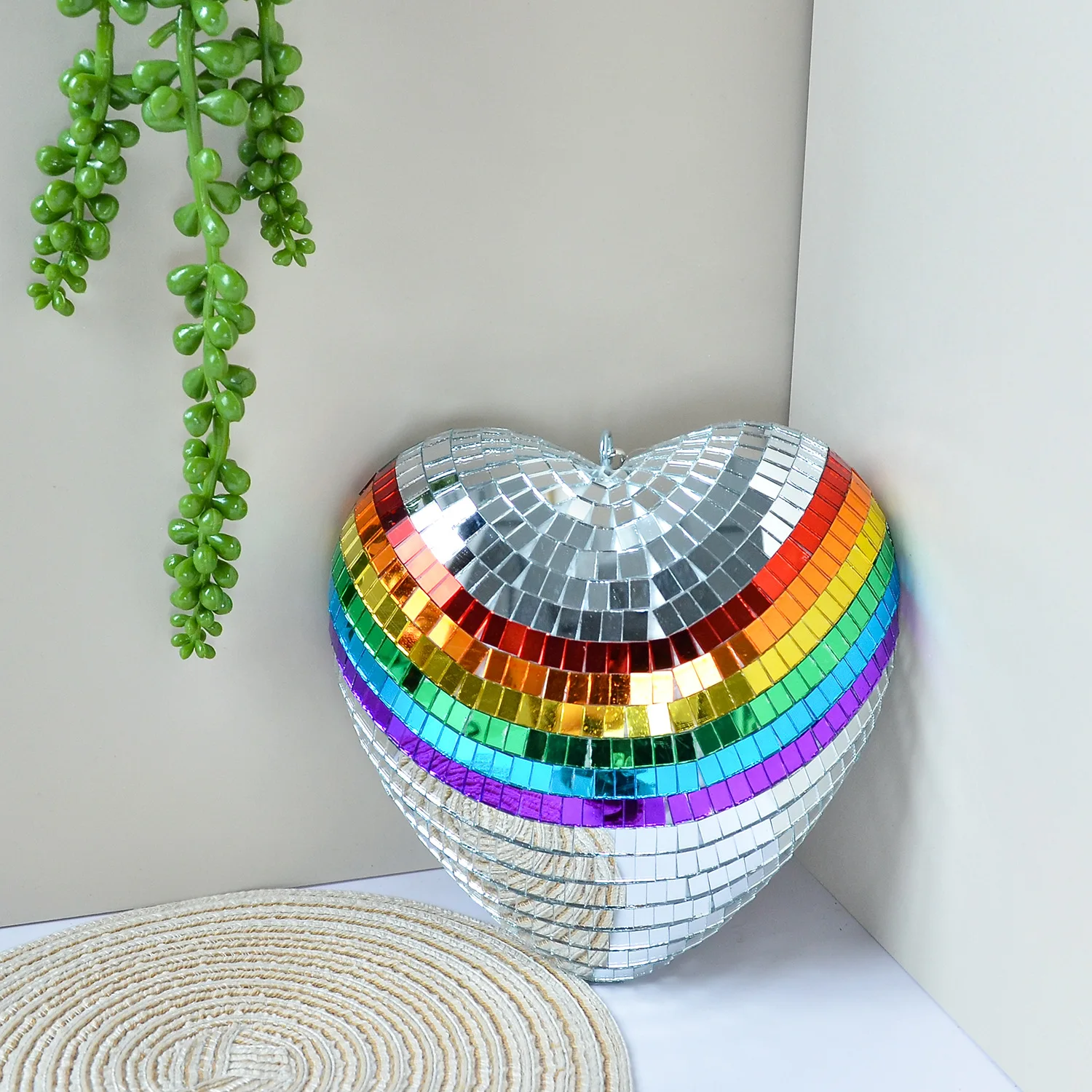 

1 Pcs Rainbow Pride Glass Ornament Mirror Disco Ball Wedding Party Supplies Hanging Decor for Tree