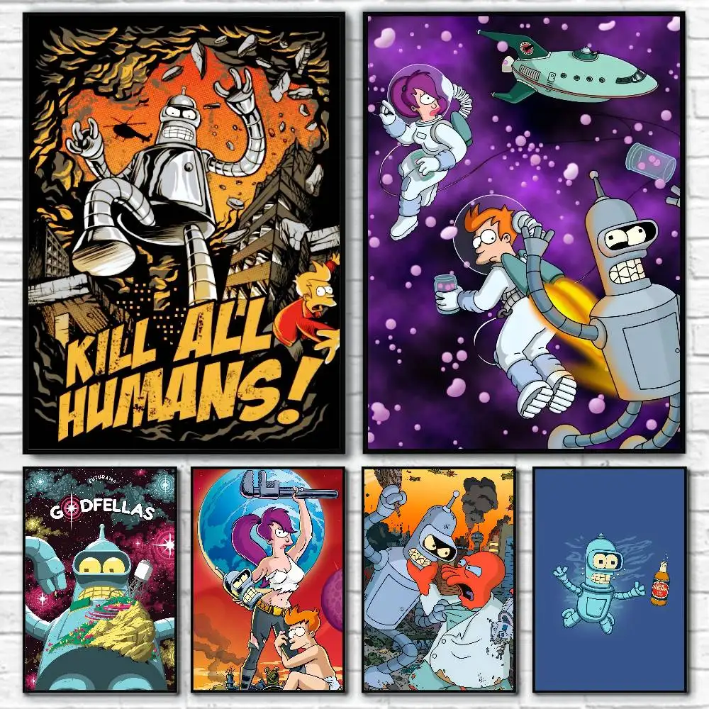 F-Futurama B-Bender Posters Fancy Wall Sticker for Living Room Bar Decoration Wall Decor