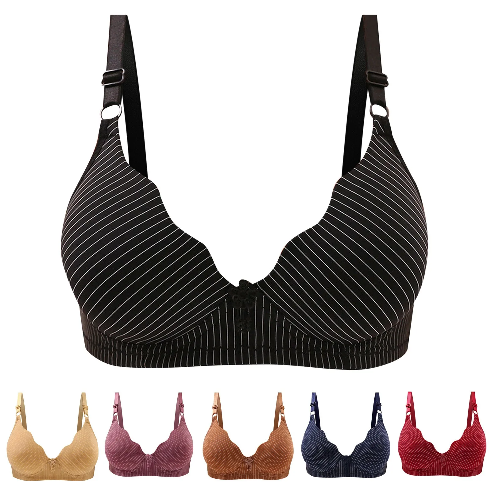 

Women Plus Size Corset Underwear Seamless Gather Push Up Lingeries Intimates Wireless striped Bralettes Female Soutien Gorge