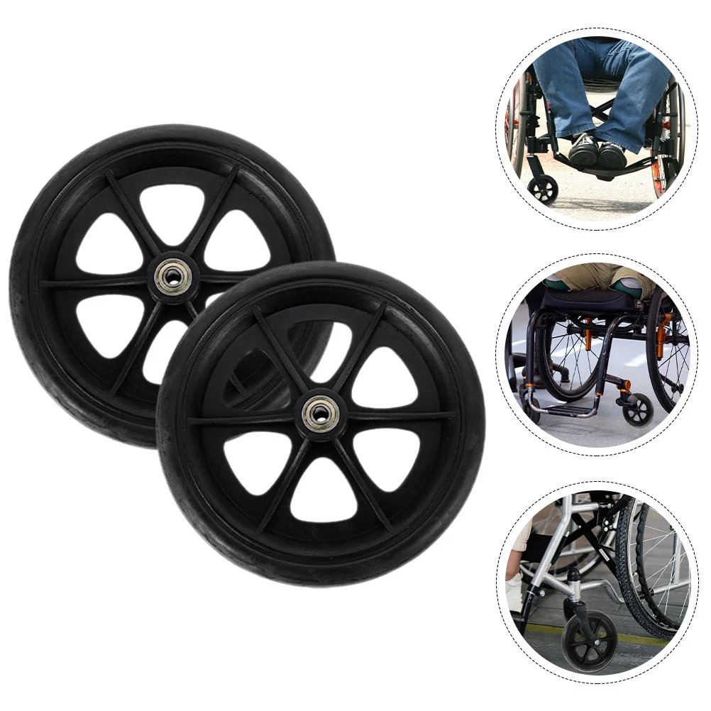 2 Pcs Wheelchair Front Wheels Castor Attachment Walker Replacement Rubber 6 Inch Shopping Accessories