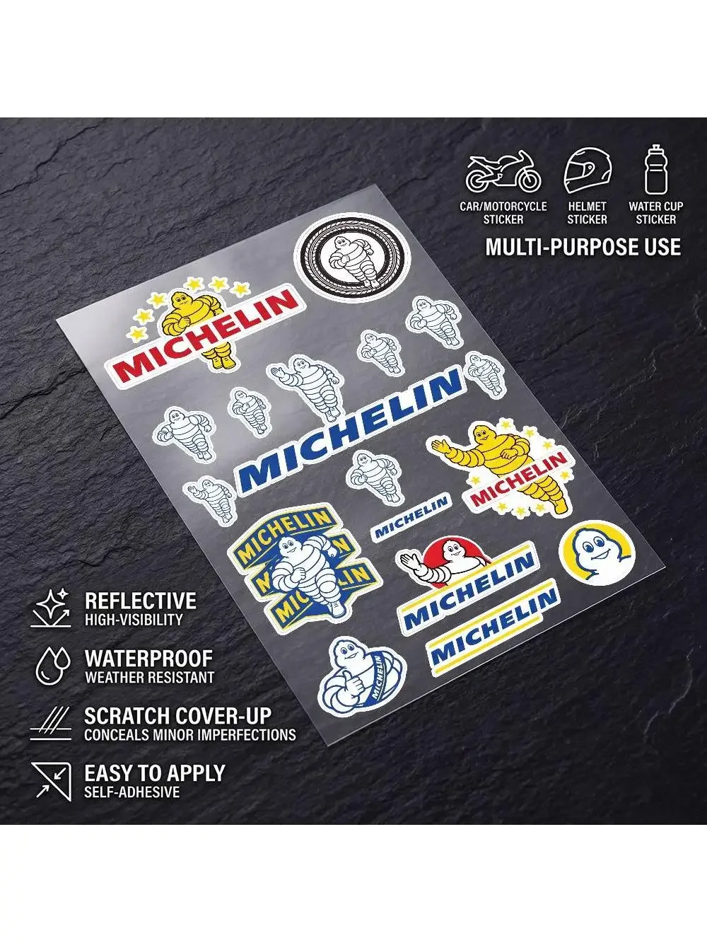 AliExpress bilibili Poster M-IC-HE-LI-N Universal Multi-Purpose Reflective Waterproof Stickers Scratch Conceal For Auto Bike Helmet