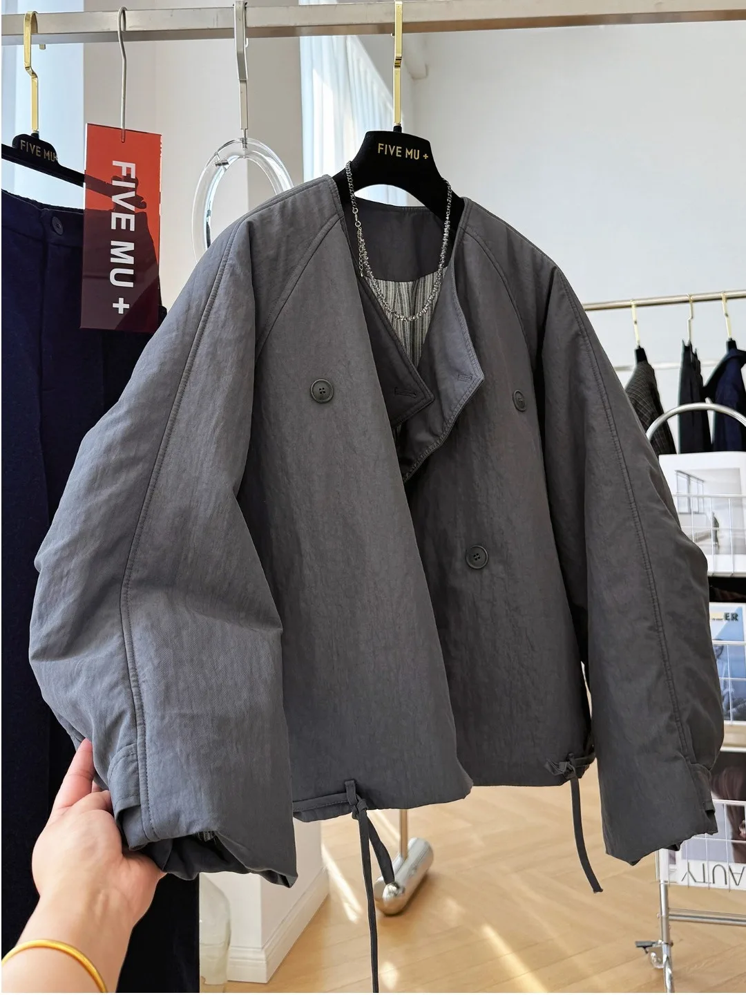 

Laid-ba Sle ort Cotton Jaet Loose Fit Autumn Winter Coat Lazy Faion Women's Clothing Thiened Long Sve Button C...