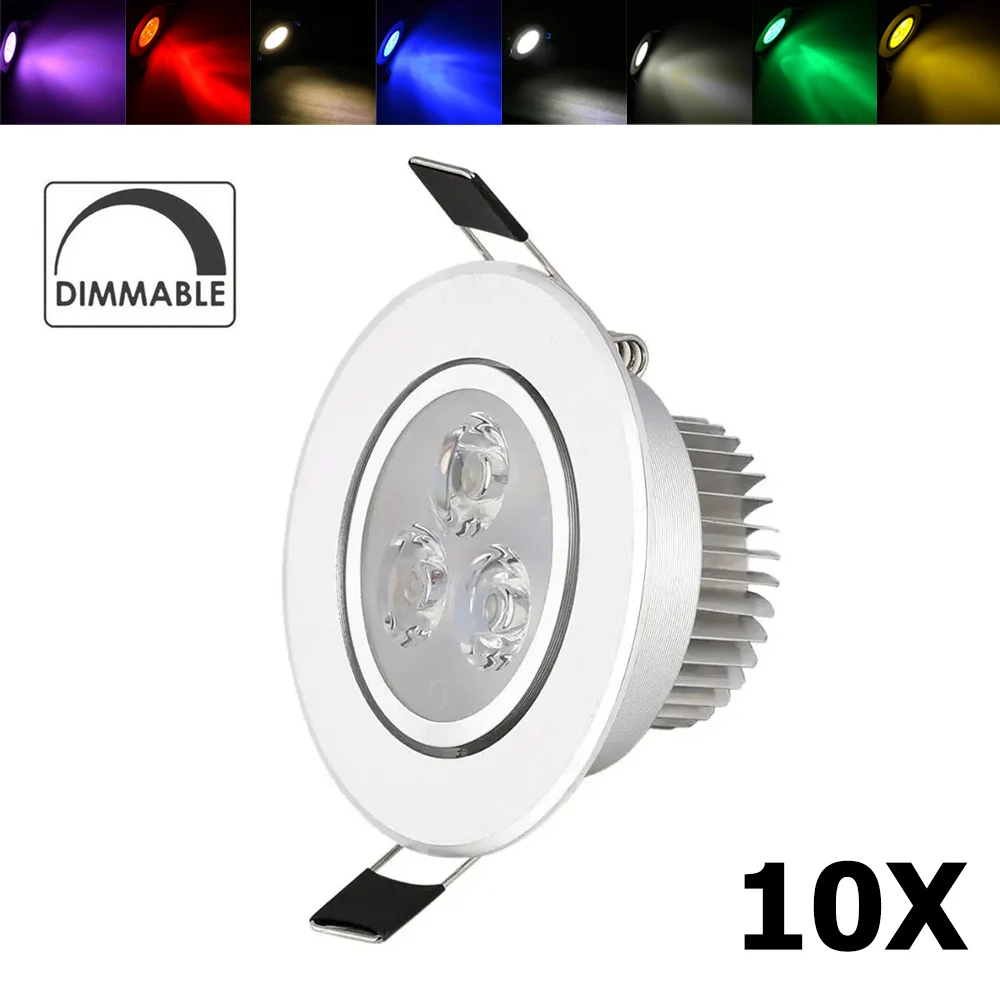 10X 3W LED Downlight With Driver Recessed Round Dimmable Spotlights 220v/110v Bulb 120° Lighitng Brightness Light Spotlight Lamp