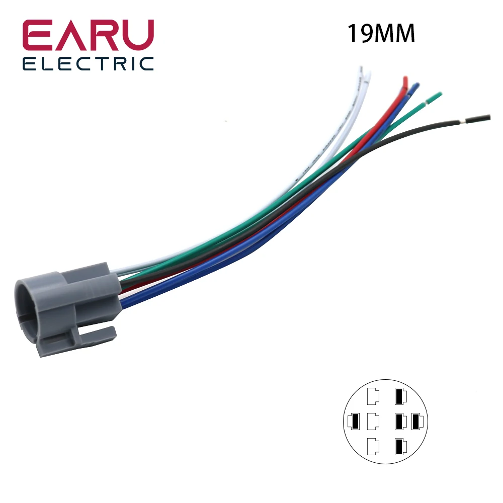 16Mm 19Mm 22Mm 25Mm Voedingskabel Connector Voor Metalen Drukknop Schakelaar Bedrading 2-6 Aders Stabiel Lamplicht Knop 15Cm
