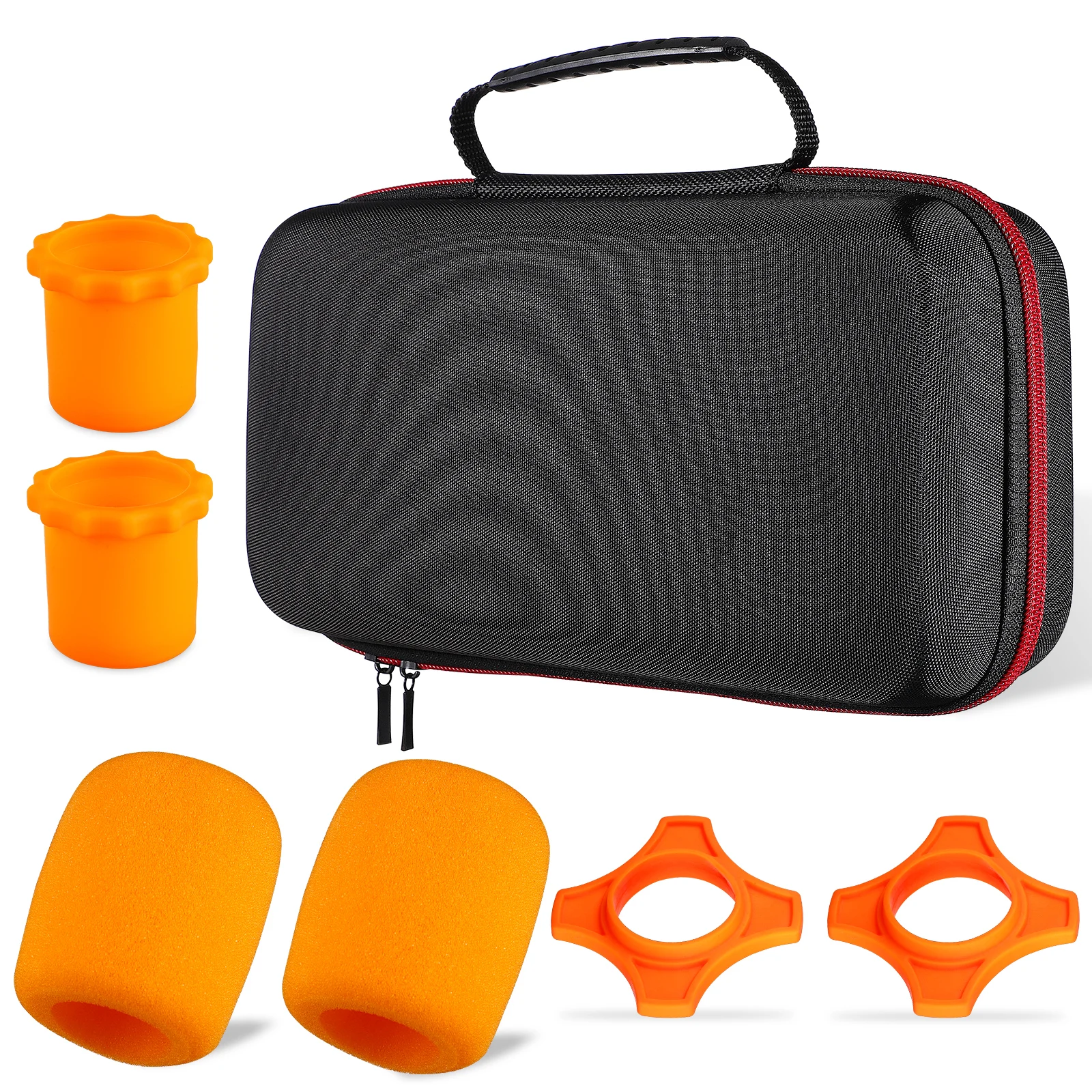 

Microphone Bag Set Black Handheld Case Orange Sponge Cover Anti Shock Fall Storage Travel Zipper Mic Pouch Portable Audio