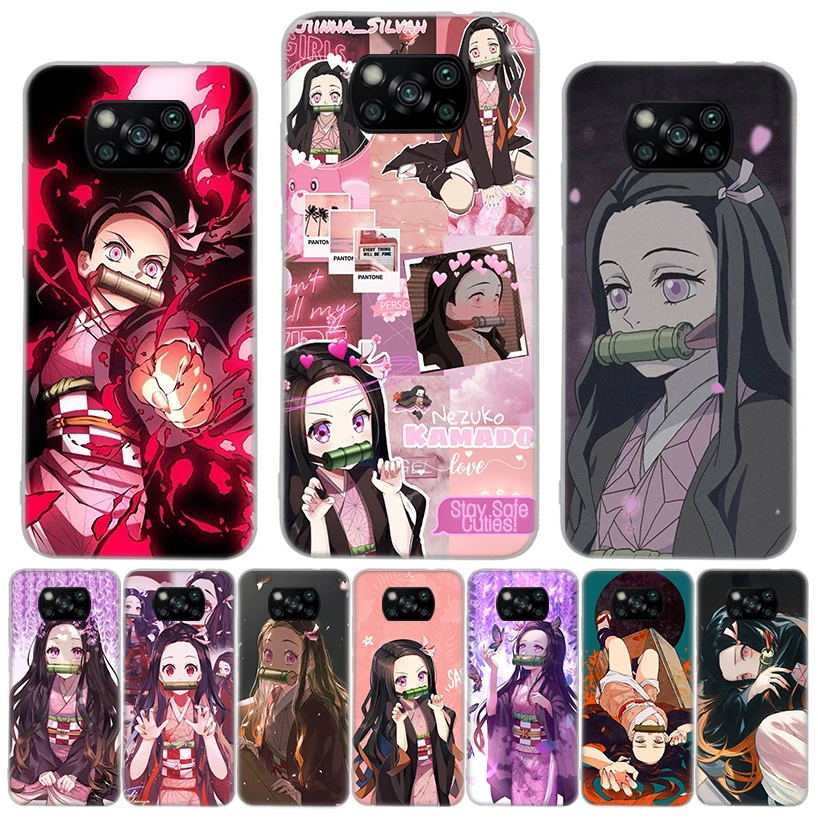 Demon Slayer Kamado Nezuko Silicon Call Phone Case For Xiaomi Mi 11T 10T 9T 12X 11 Lite 12 Pro 10 9 8 11i 5X 6X Ultra 5G Coque C