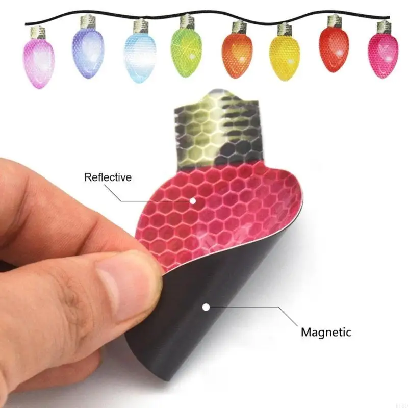 

R53D Reflective Christmas Car Magnets Set Xmas Holiday Auto Light Bulb Shaped Magnet