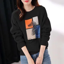 New Winter Fashion Korean Edition Plush Round Neck Loose and Versatile, Slim and Fashionable Women's Long Sleeve Sports Sweater