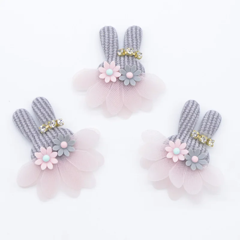 10個の豪華なウサギの花,DIY服の帽子,帽子,縫製,手工芸品の装飾のためのラインストーンのアップリケ