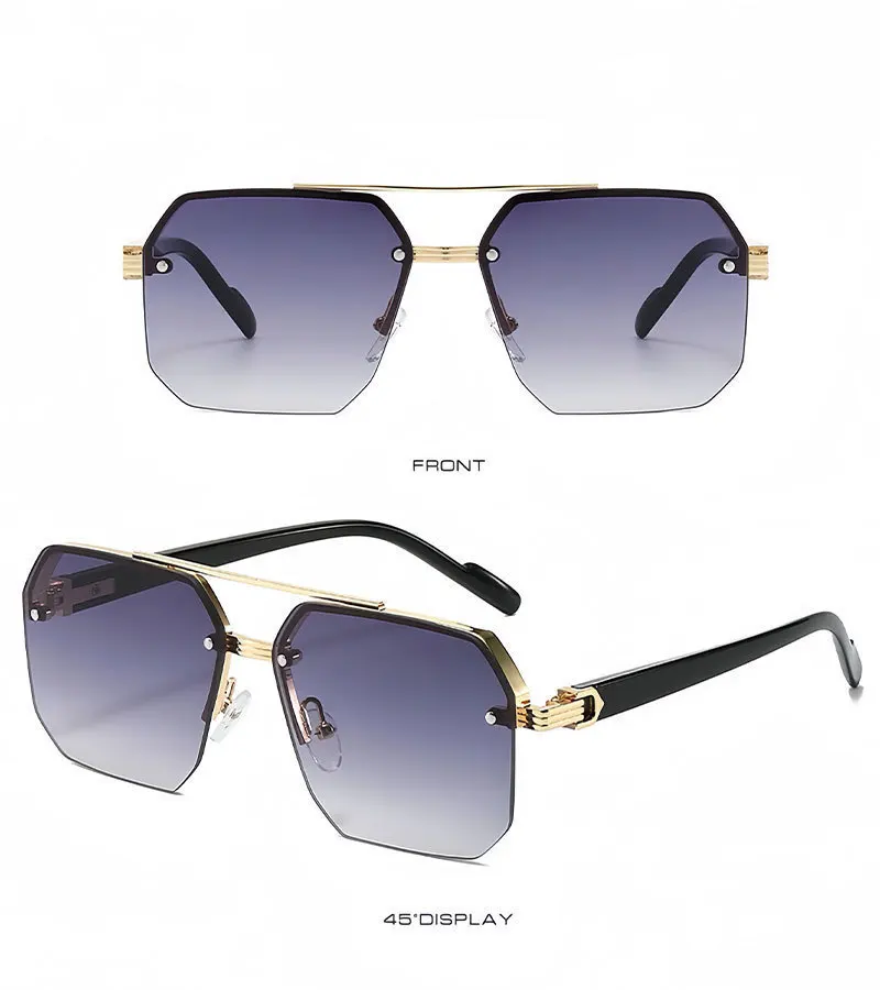 Neue Modische Quadratische Piloten-Sonnenbrille für Männer, Übergroße Legierungs-Sonnenbrille mit Farbverlauf für Frauen, Outdoor-Freizeitbrille – Detail 11