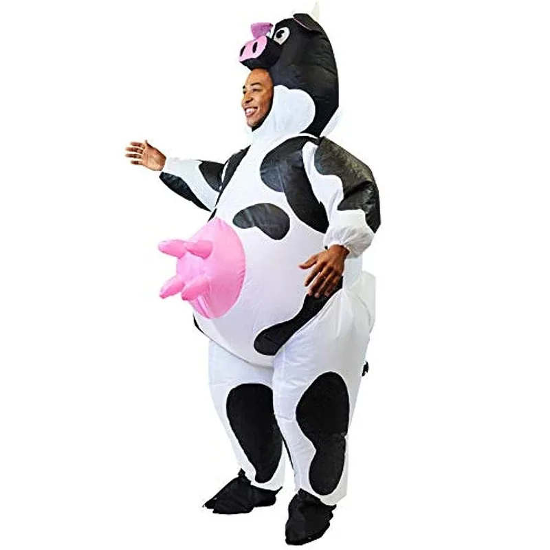 

2025 12 Inflatable Air Blow-up Deluxe Halloween Cow Costume - Adult Size (5'3'' to 6'3'')