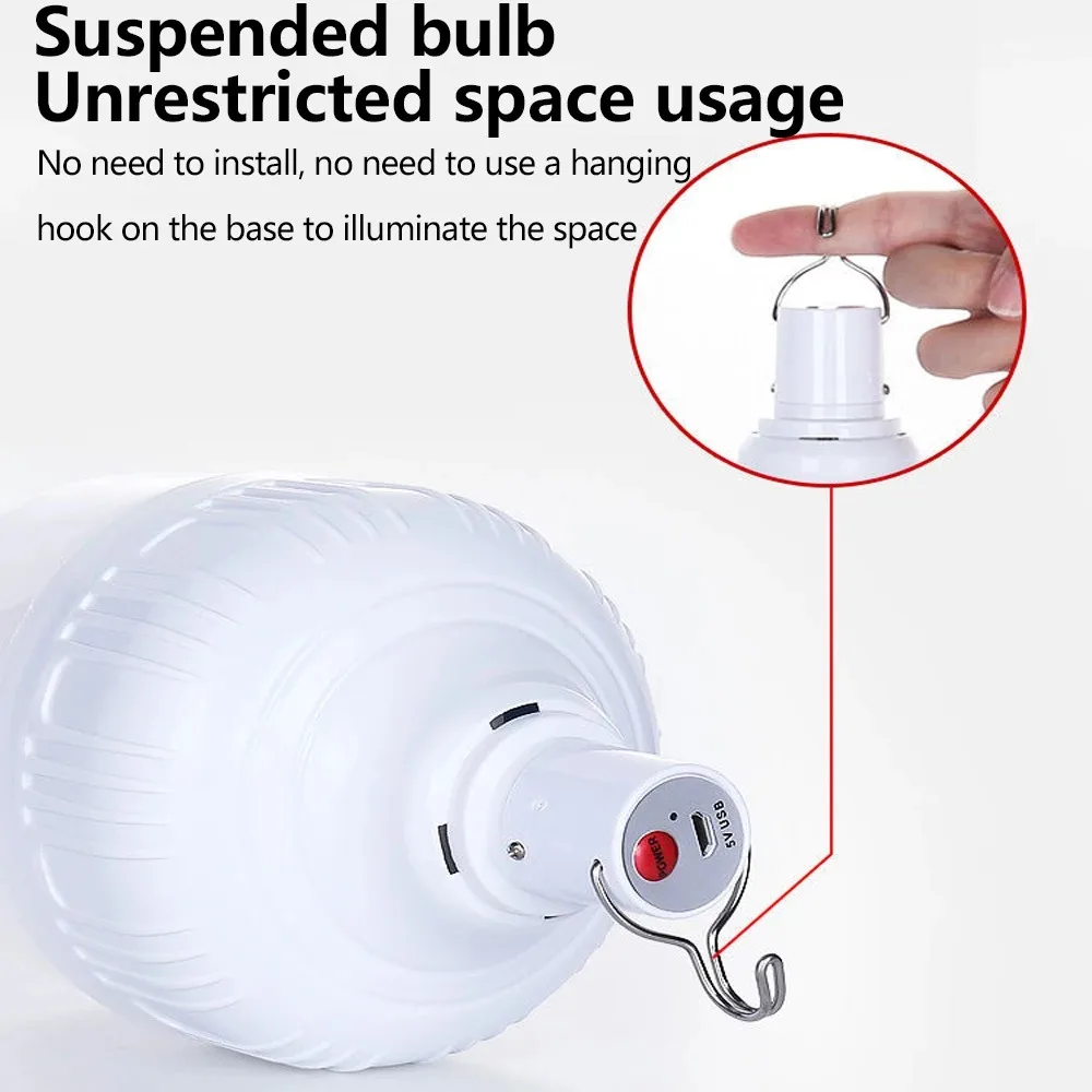 USB Rechargeable LED Emergency Light Portable Lantern for Power Outage Outdoor Light Bulb Hiking BBQ Camping Light Flashlight ﻿