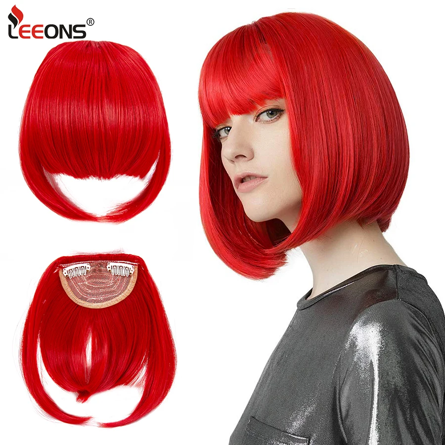 

Short Synthetic Bangs Extensions Heat Resistant Hairpieces Hair Short Fake Clips Hair Bangs Fringe Clip-On Hair False Bangs